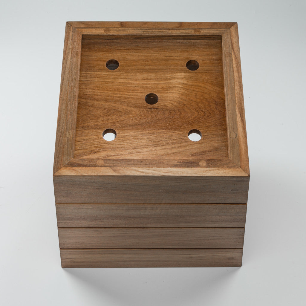 12" Brown Solid Teak Wood Indoor Outdoor Square Planter Box - Homeroots - Flyclothing LLC