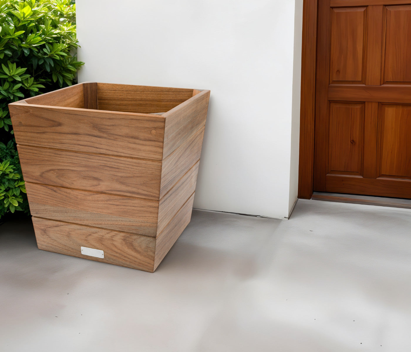 12" Brown Solid Teak Wood Indoor Outdoor Square Planter Box - Homeroots - Flyclothing LLC