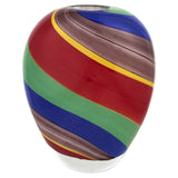 9" Red and Green Murano Glass Striped Round Table Vase - Homeroots - Flyclothing LLC