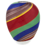 9" Red and Green Murano Glass Striped Round Table Vase - Homeroots - Flyclothing LLC