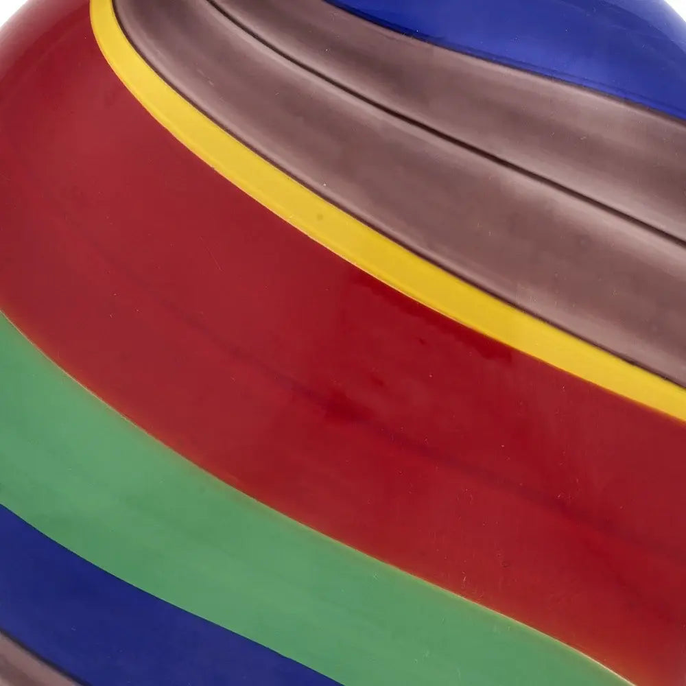 9" Red and Green Murano Glass Striped Round Table Vase - Homeroots - Flyclothing LLC