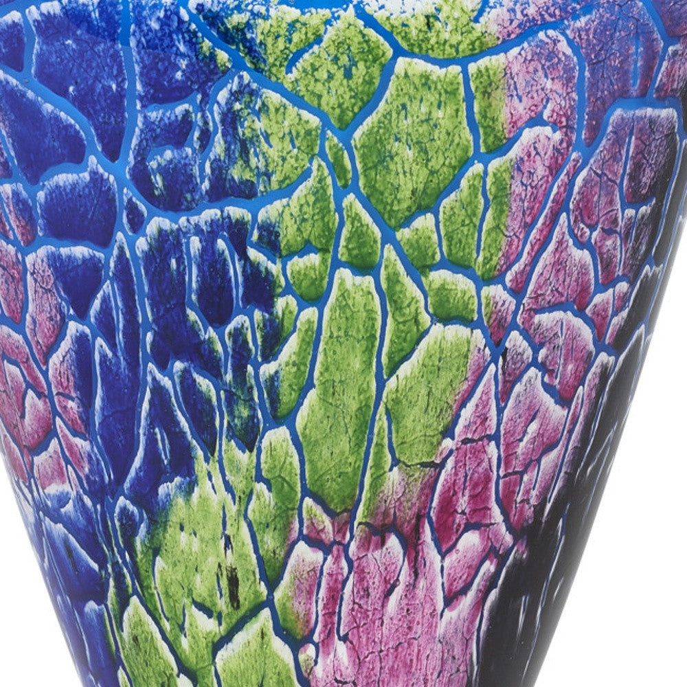 8" Blue and Green Murano Glass Abstract Oval Table Vase - Homeroots