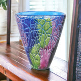 8" Blue and Green Murano Glass Abstract Oval Table Vase - Homeroots