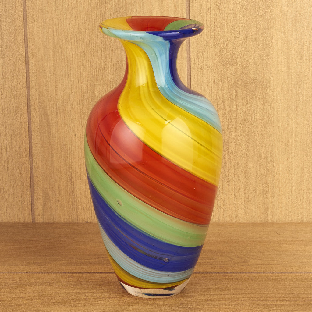 10" Rainbow Murano Glass Abstract Round Table Vase - Homeroots - Flyclothing LLC