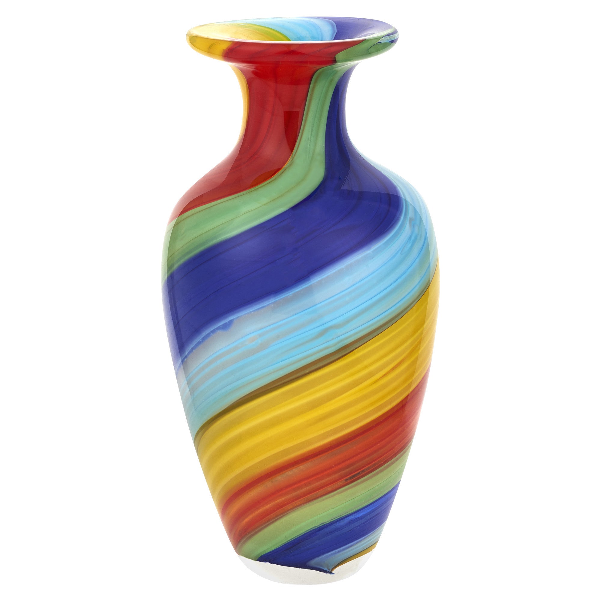 10" Rainbow Murano Glass Abstract Round Table Vase - Homeroots - Flyclothing LLC