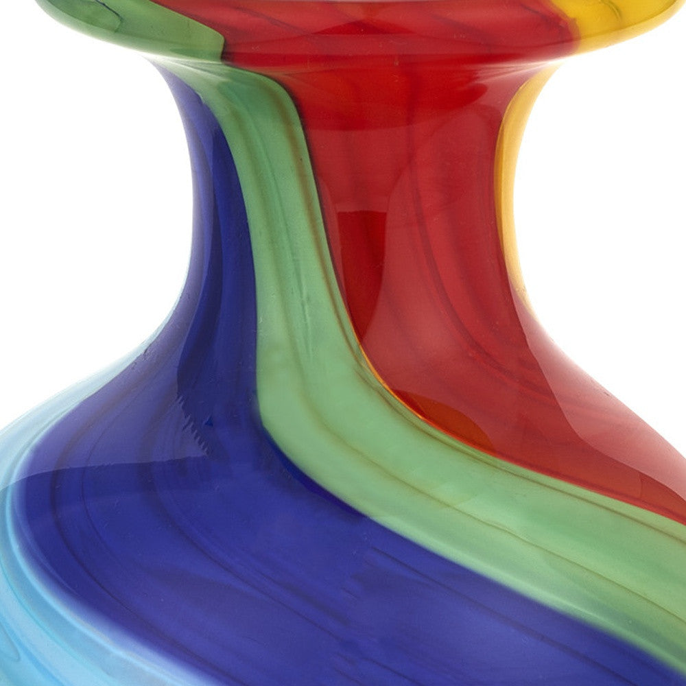 10" Rainbow Murano Glass Abstract Round Table Vase - Homeroots - Flyclothing LLC