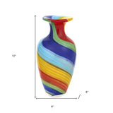 10" Rainbow Murano Glass Abstract Round Table Vase - Homeroots - Flyclothing LLC