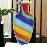 10" Rainbow Murano Glass Abstract Round Table Vase - Homeroots - Flyclothing LLC