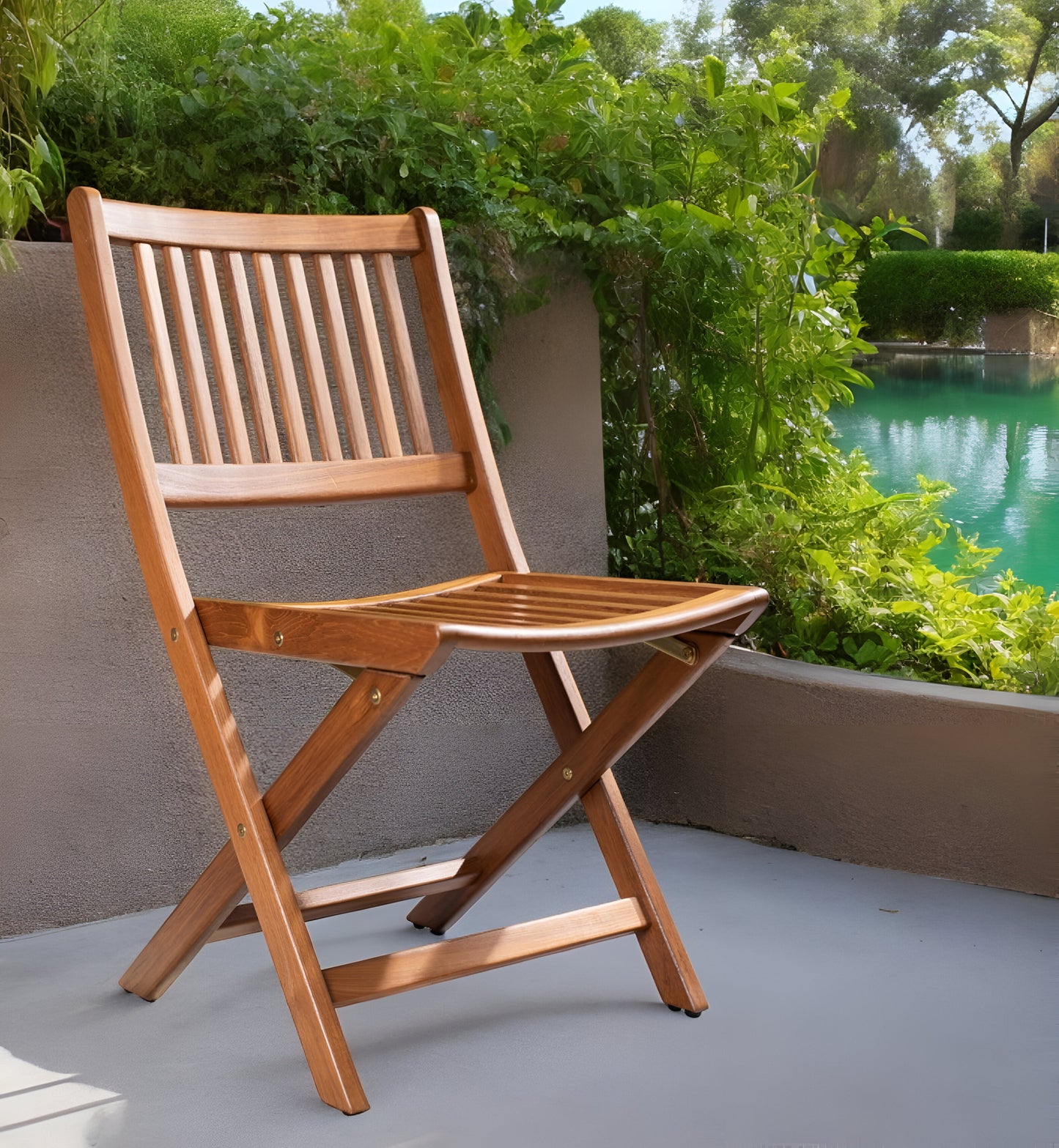 24" Brown Solid Wood Indoor Outdoor Deck Chair - Homeroots - Flyclothing LLC