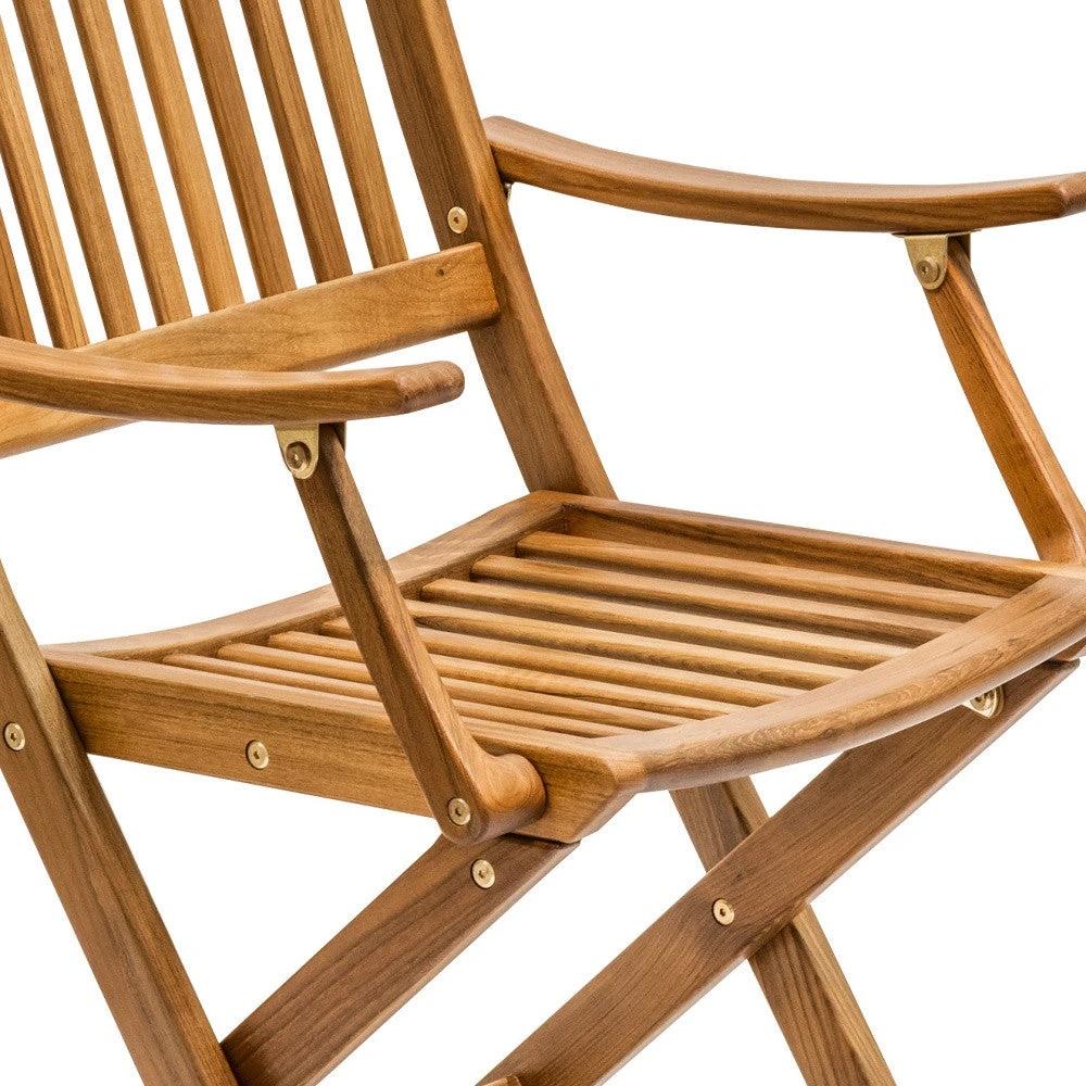 24" Brown Solid Wood Indoor Outdoor Deck Chair - Homeroots