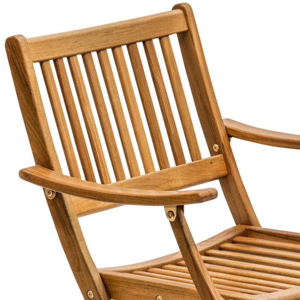 24" Brown Solid Wood Indoor Outdoor Deck Chair - Homeroots