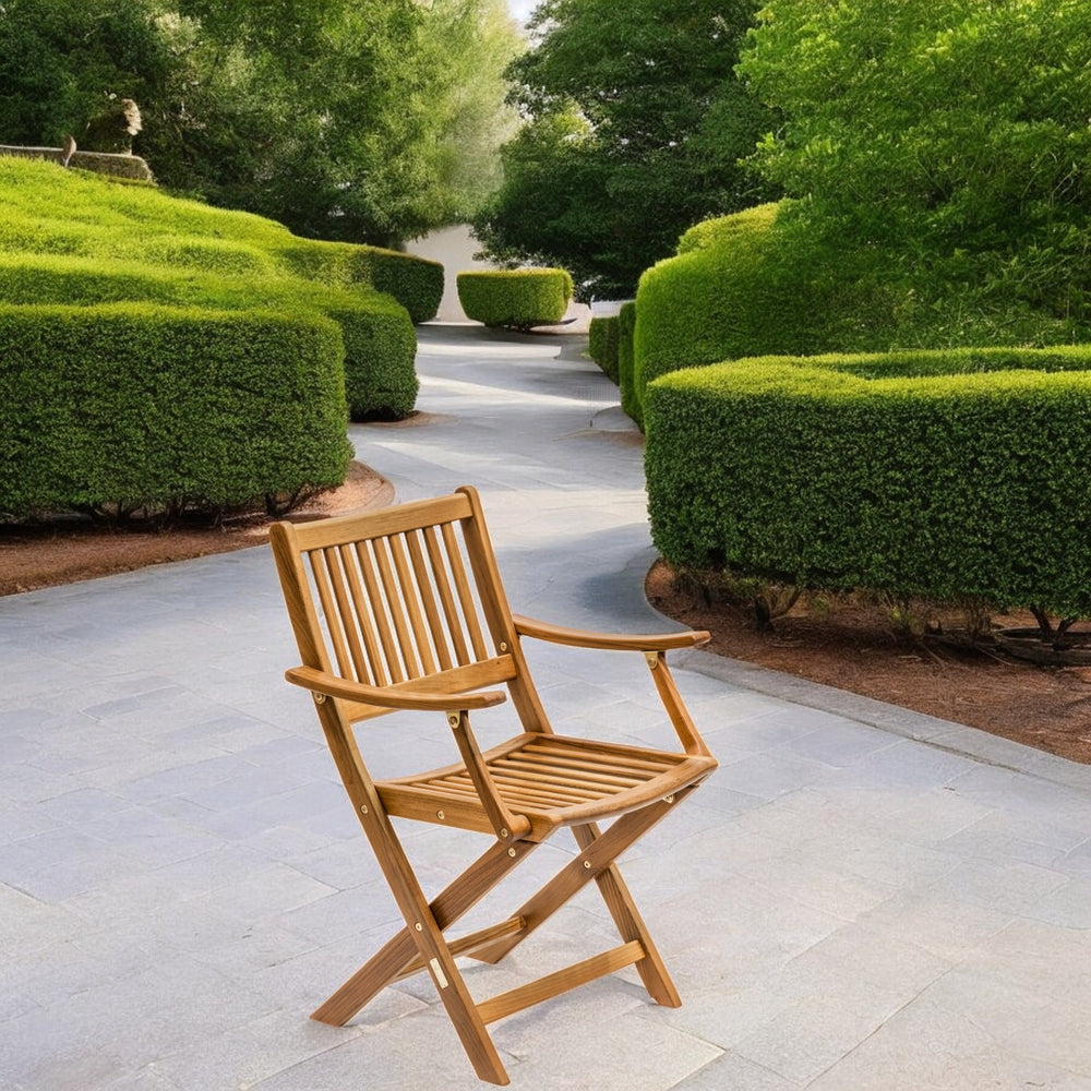24" Brown Solid Wood Indoor Outdoor Deck Chair - Homeroots