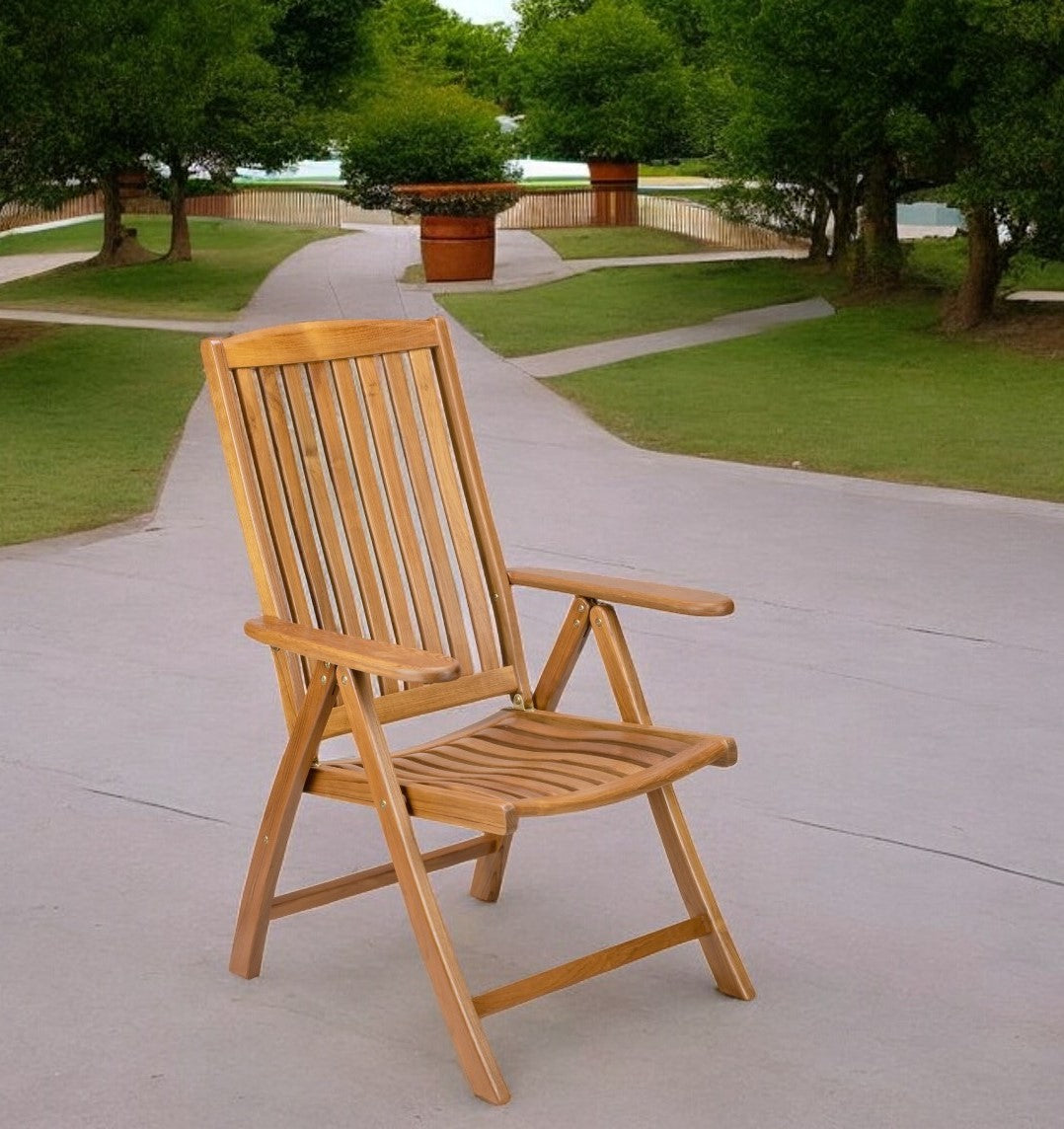27" Brown Solid Wood Indoor Outdoor Arm Chair - Homeroots - Flyclothing LLC