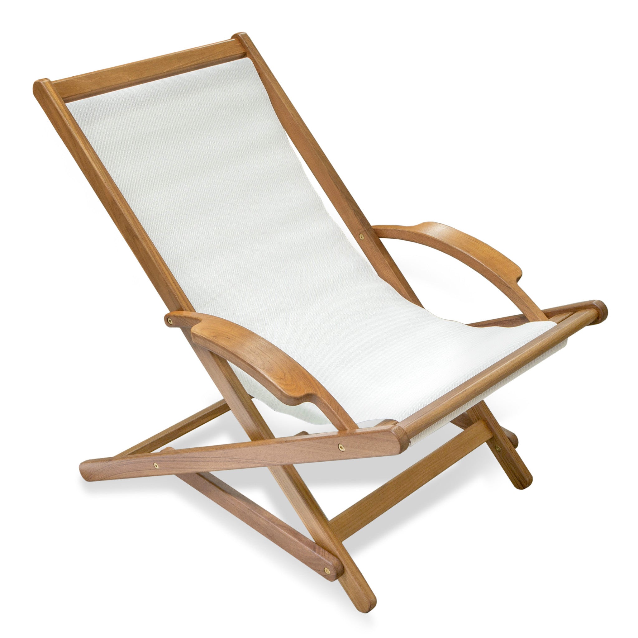 27" White and Natural Wood Solid Wood Indoor Outdoor Deck Chair - Homeroots - Flyclothing LLC