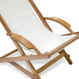 27" White and Natural Wood Solid Wood Indoor Outdoor Deck Chair - Homeroots - Flyclothing LLC