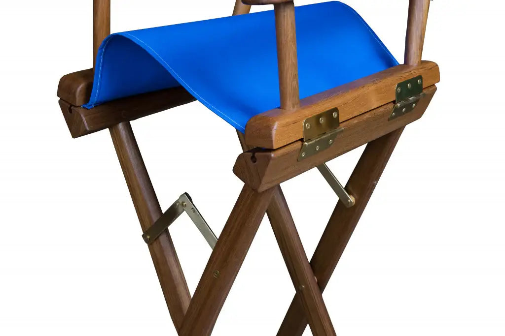 23" Blue and Brown Solid Wood Indoor Outdoor Director Chair - Homeroots - Flyclothing LLC