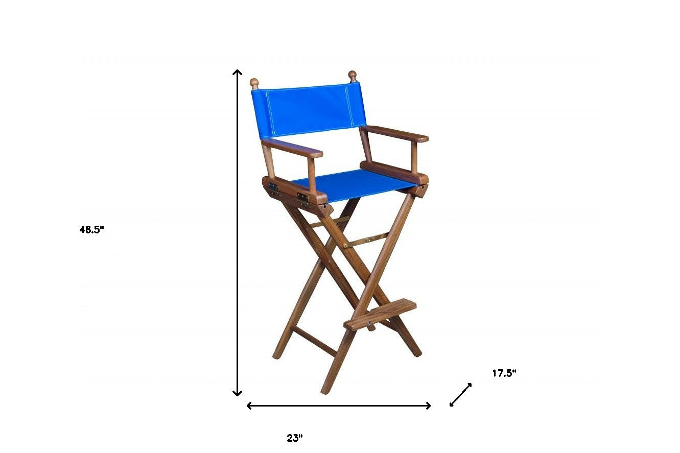 23" Blue and Brown Solid Wood Indoor Outdoor Director Chair - Homeroots - Flyclothing LLC