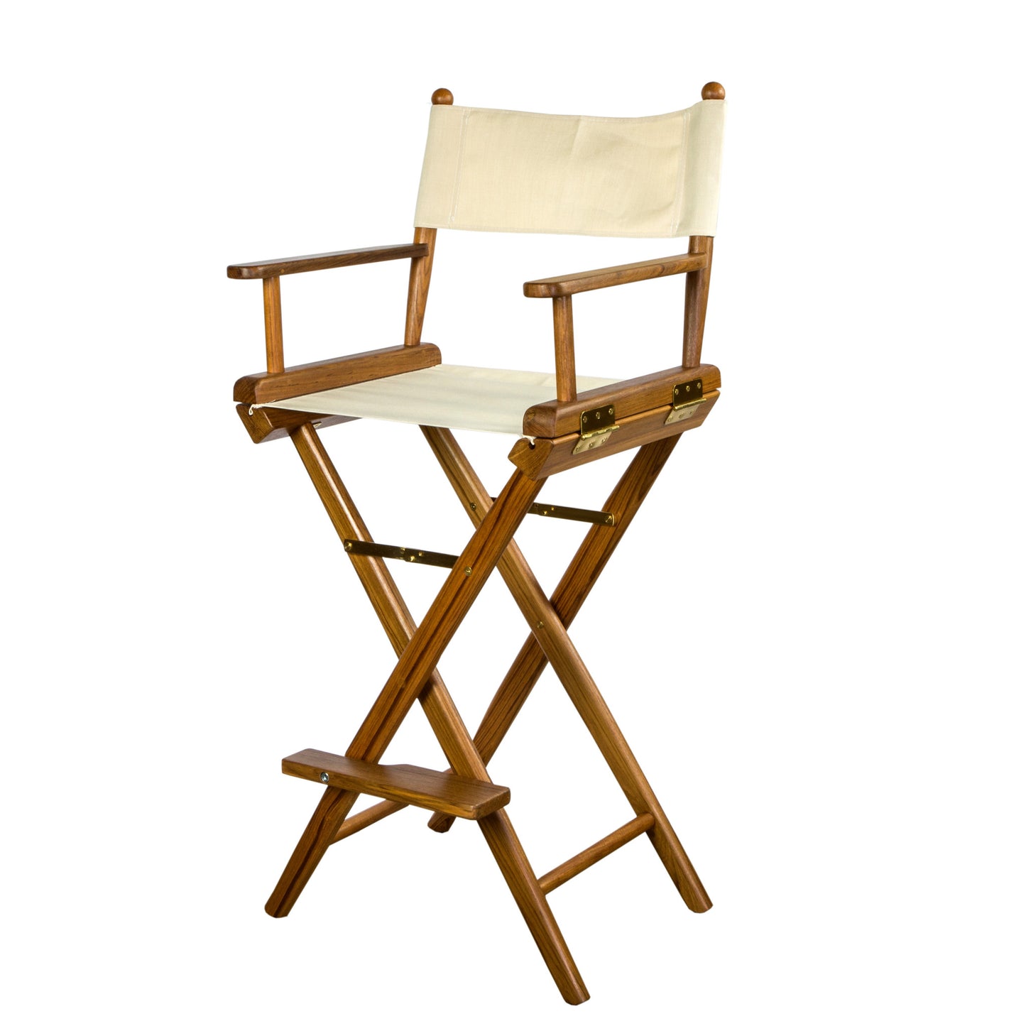 23" Ivory and Brown Solid Wood Indoor Outdoor Director Chair - Homeroots - Flyclothing LLC