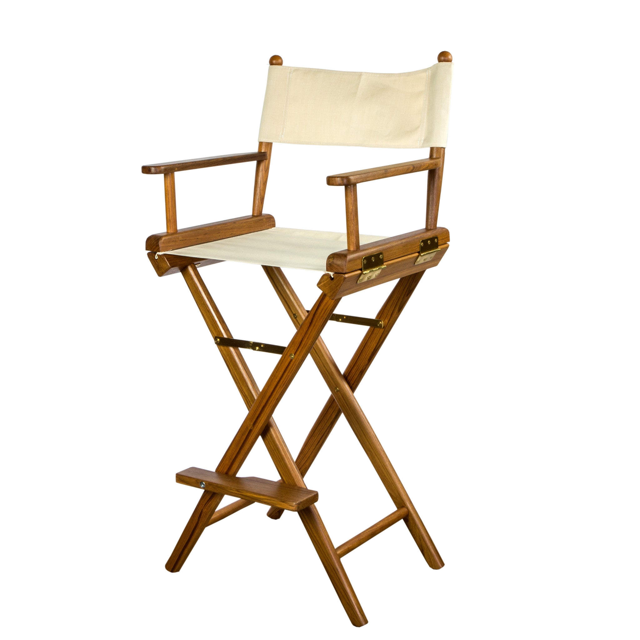 23" Ivory and Brown Solid Wood Indoor Outdoor Director Chair - Homeroots - Flyclothing LLC
