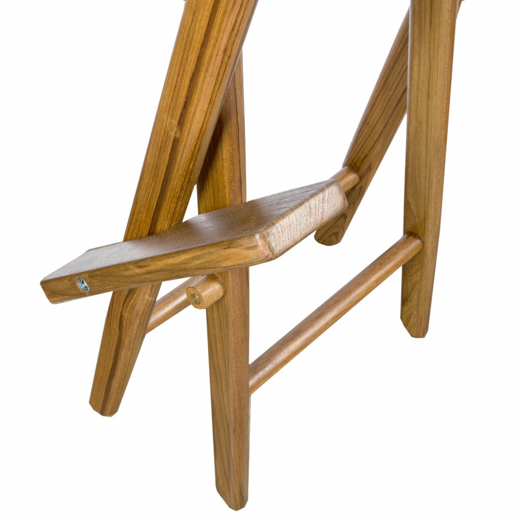 23" Ivory and Brown Solid Wood Indoor Outdoor Director Chair - Homeroots - Flyclothing LLC