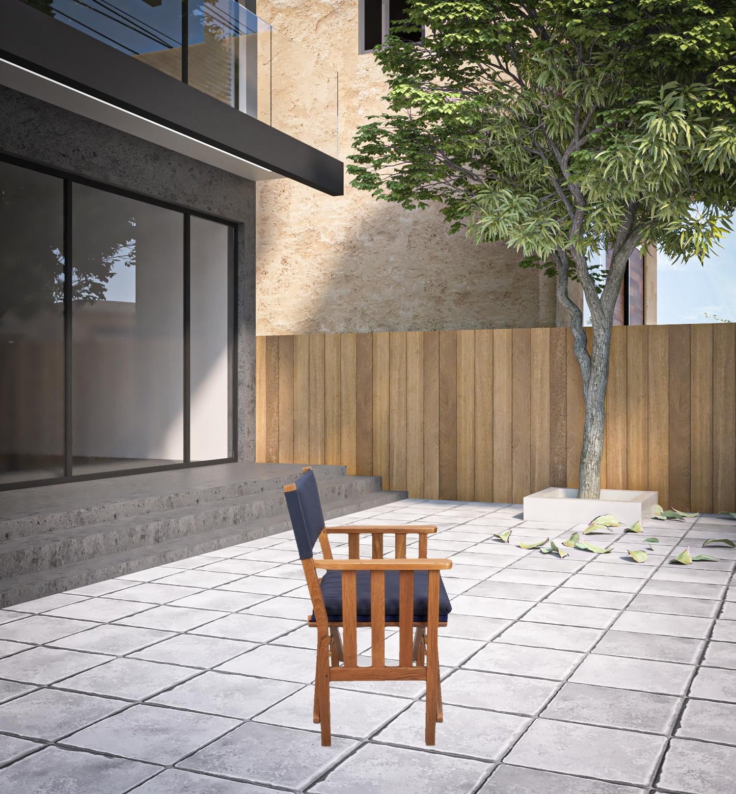 20" Navy Blue and Natural Wood Solid Wood Indoor Outdoor Director Chair with Navy Blue Cushion - Homeroots - Flyclothing LLC