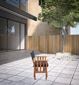 20" Navy Blue and Natural Wood Solid Wood Indoor Outdoor Director Chair with Navy Blue Cushion - Homeroots - Flyclothing LLC