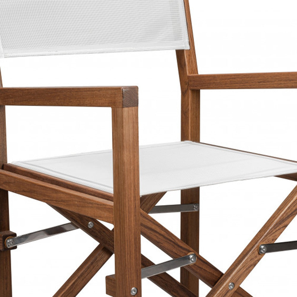 23" White and Natural Wood Solid Wood Indoor Outdoor Director Chair - Homeroots - Flyclothing LLC