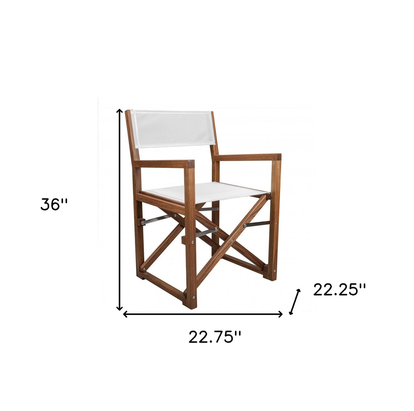 23" White and Natural Wood Solid Wood Indoor Outdoor Director Chair - Homeroots - Flyclothing LLC