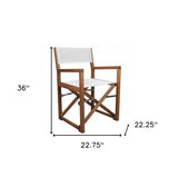 23" White and Natural Wood Solid Wood Indoor Outdoor Director Chair - Homeroots - Flyclothing LLC