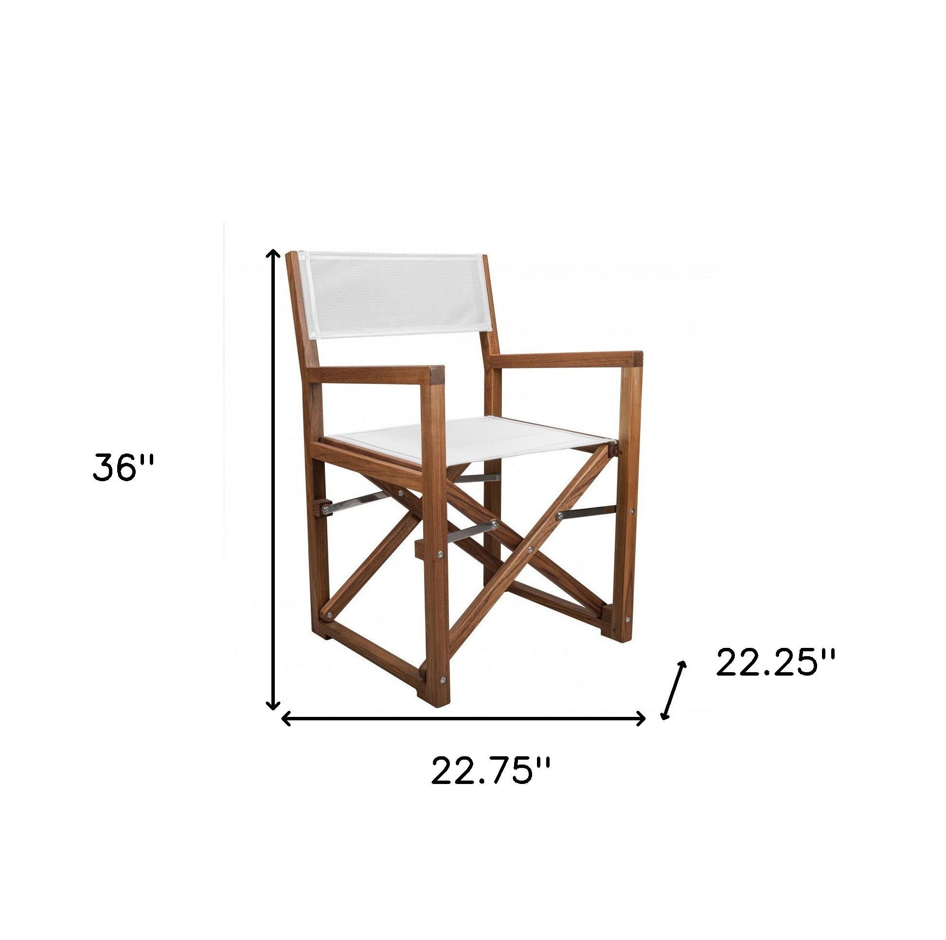 23" White and Natural Wood Solid Wood Indoor Outdoor Director Chair - Homeroots - Flyclothing LLC
