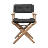 23" Black and Brown Solid Wood Indoor Outdoor Director Chair with Black Cushion - Homeroots - Flyclothing LLC