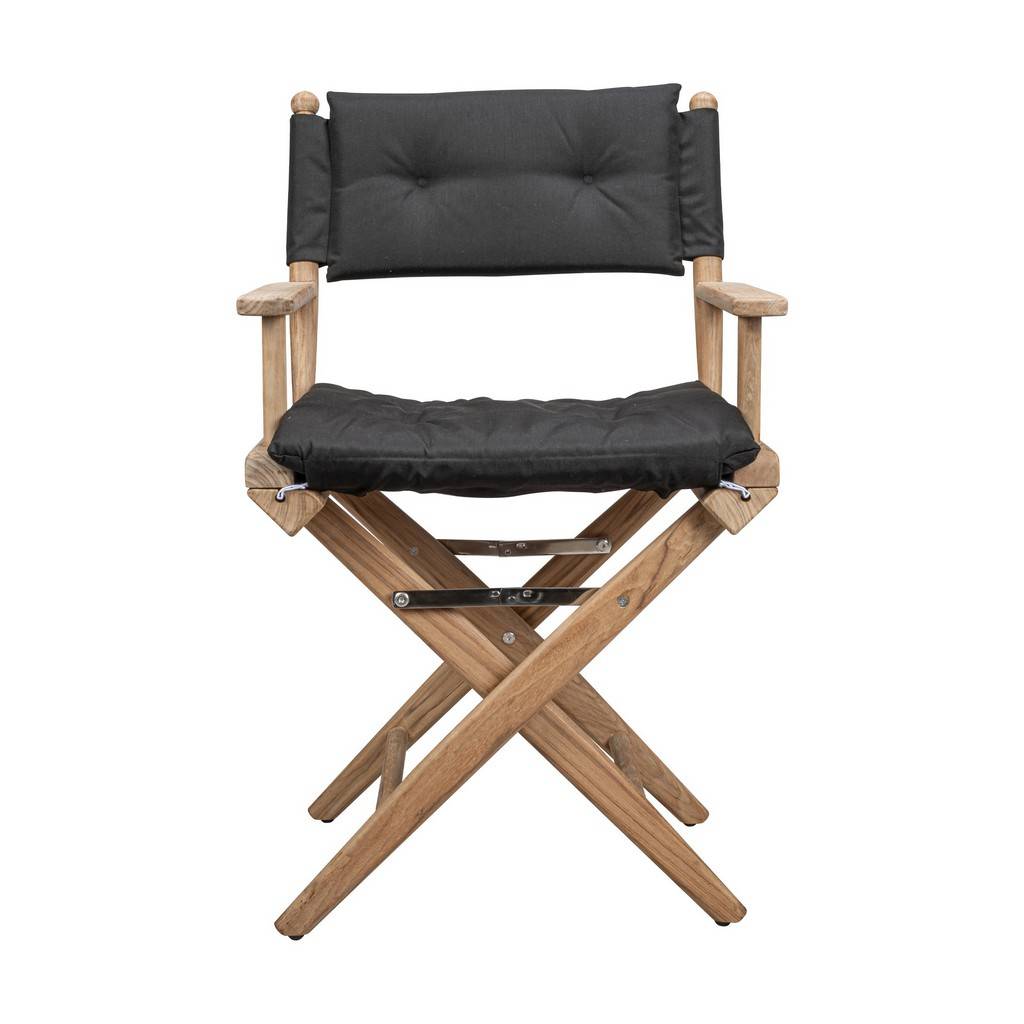 23" Black and Brown Solid Wood Indoor Outdoor Director Chair with Black Cushion - Homeroots - Flyclothing LLC