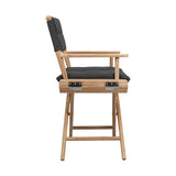23" Black and Brown Solid Wood Indoor Outdoor Director Chair with Black Cushion - Homeroots - Flyclothing LLC