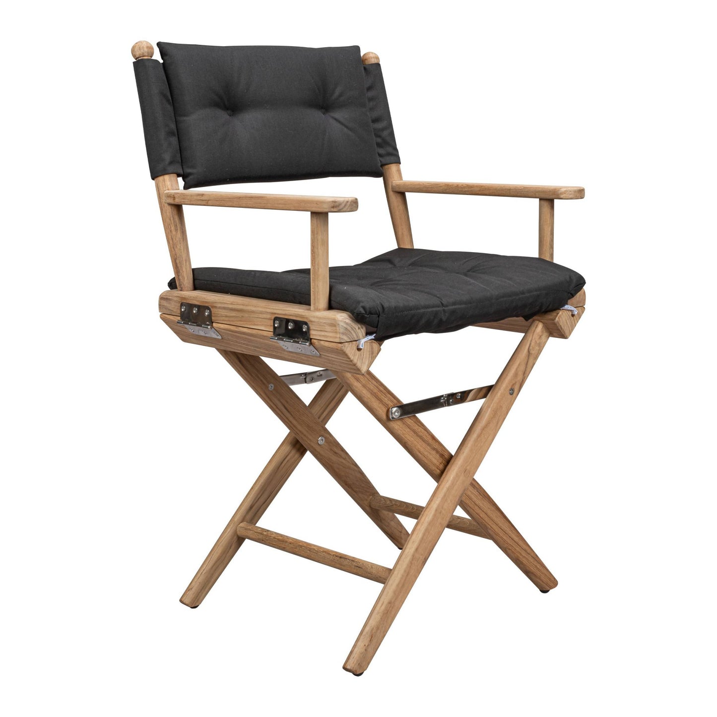 23" Black and Brown Solid Wood Indoor Outdoor Director Chair with Black Cushion - Homeroots - Flyclothing LLC