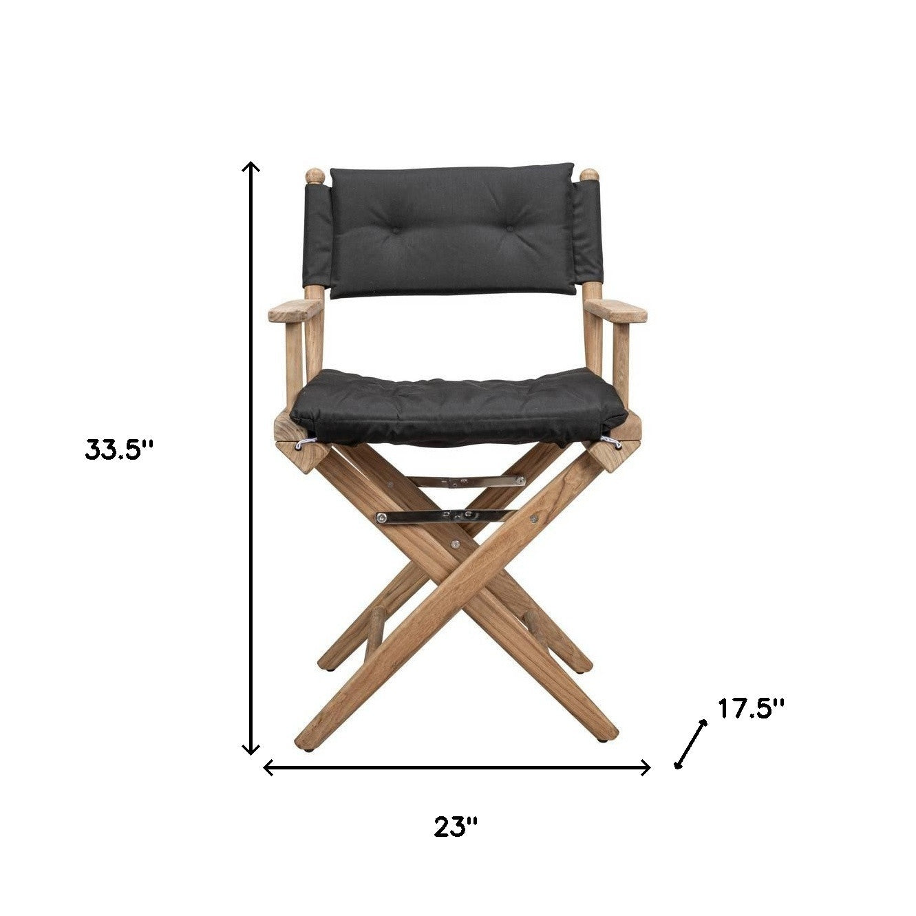 23" Black and Brown Solid Wood Indoor Outdoor Director Chair with Black Cushion - Homeroots - Flyclothing LLC