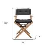 23" Black and Brown Solid Wood Indoor Outdoor Director Chair with Black Cushion