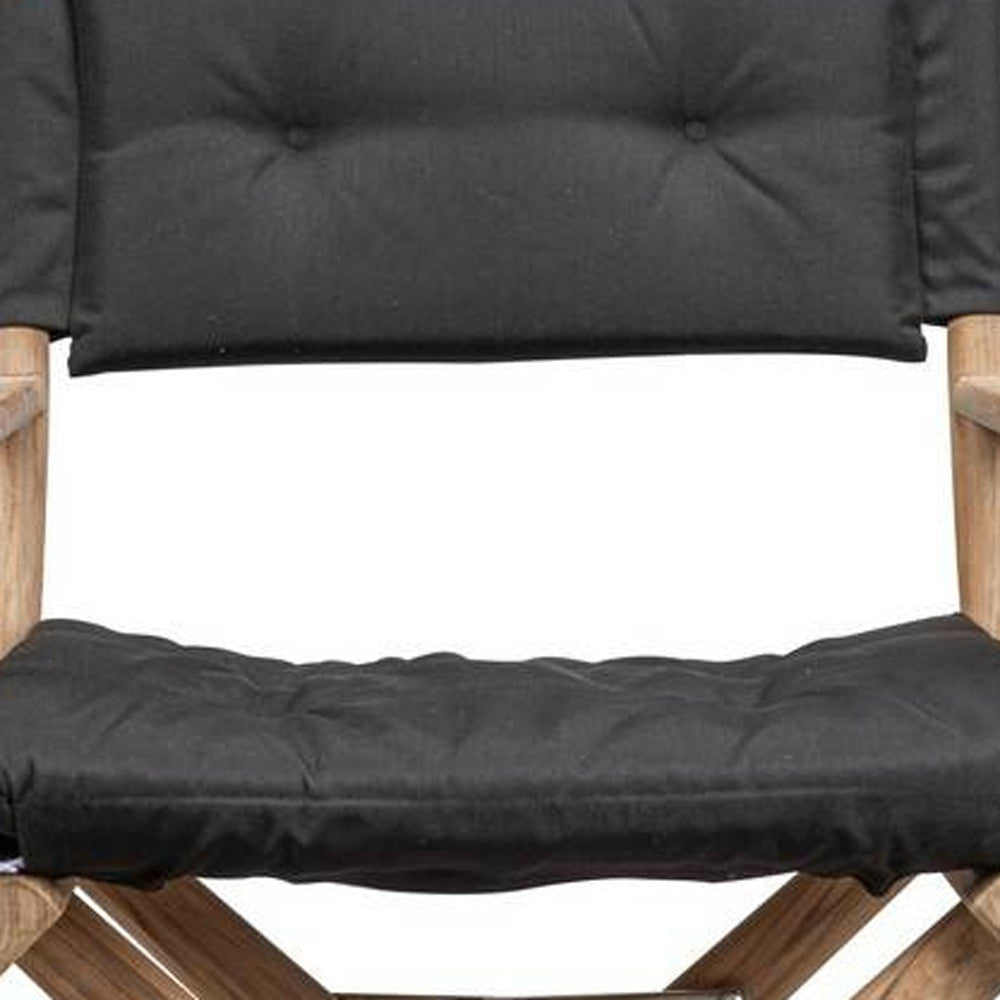 23" Black and Brown Solid Wood Indoor Outdoor Director Chair with Black Cushion - Homeroots - Flyclothing LLC