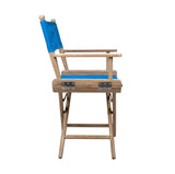 Blue And Brown Solid Wood Director Chair - Homeroots