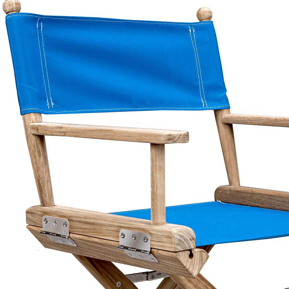 Blue And Brown Solid Wood Director Chair - Homeroots - Flyclothing LLC