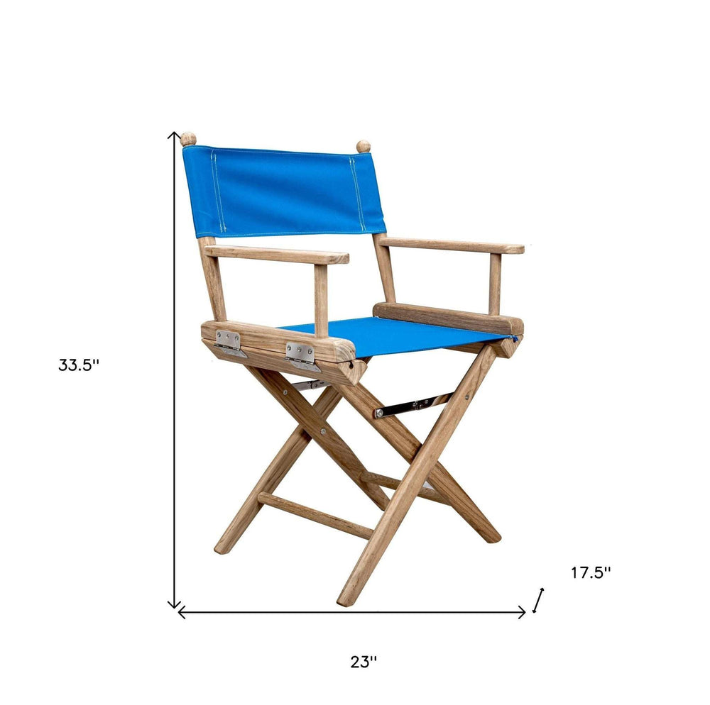 Blue And Brown Solid Wood Director Chair - Homeroots - Flyclothing LLC