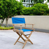 Blue And Brown Solid Wood Director Chair - Homeroots - Flyclothing LLC