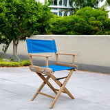 Blue And Brown Solid Wood Director Chair - Homeroots