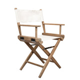 23" Brown and Ivory and Natural Wood Solid Wood Indoor Outdoor Director Chair - Homeroots - Flyclothing LLC
