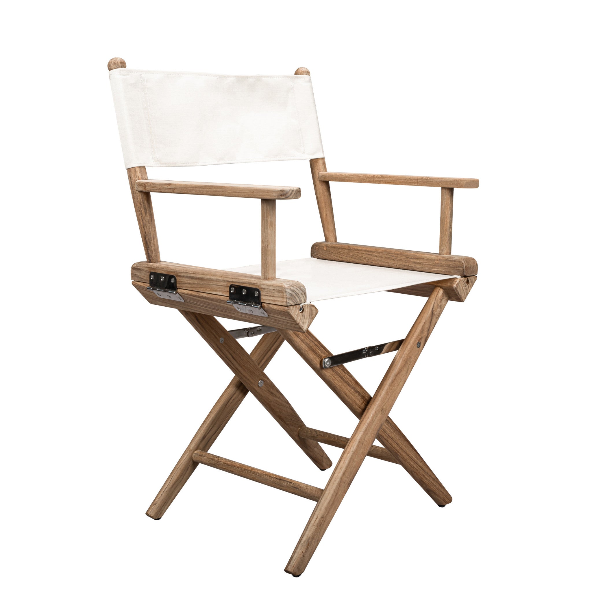 23" Brown and Ivory and Natural Wood Solid Wood Indoor Outdoor Director Chair - Homeroots - Flyclothing LLC