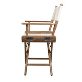 23" Brown and Ivory and Natural Wood Solid Wood Indoor Outdoor Director Chair - Homeroots