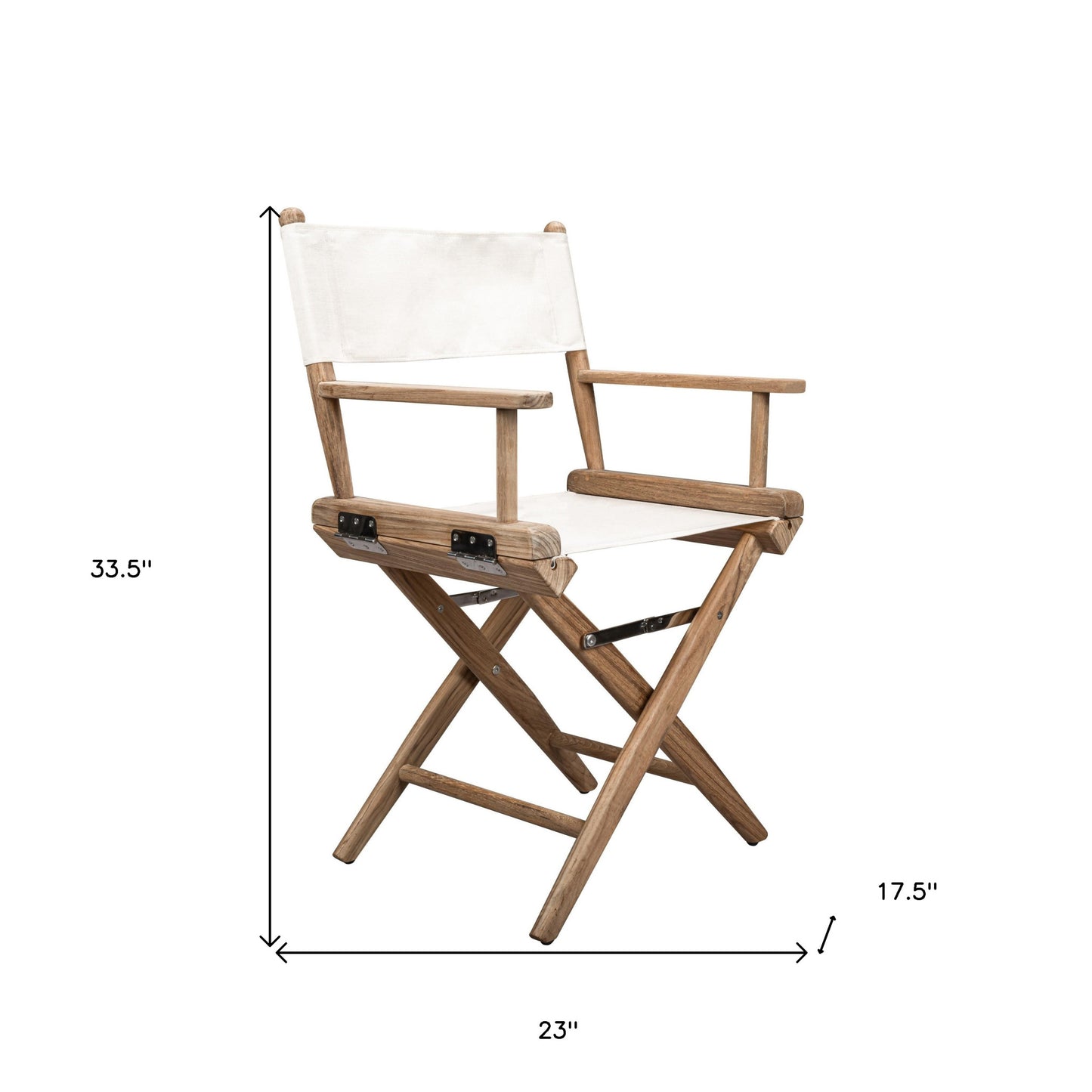 23" Brown and Ivory and Natural Wood Solid Wood Indoor Outdoor Director Chair - Homeroots - Flyclothing LLC