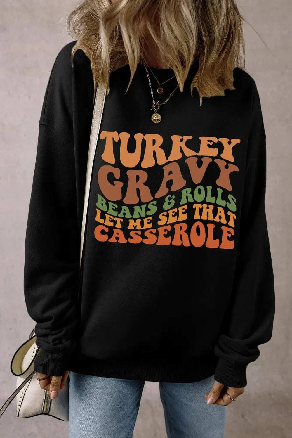 Letter Graphic Round Neck Long Sleeve Sweatshirt - Trendsi - Flyclothing LLC