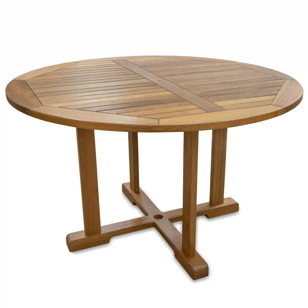 48" Brown Round Solid Teak Wood Dining Table - Homeroots - Flyclothing LLC