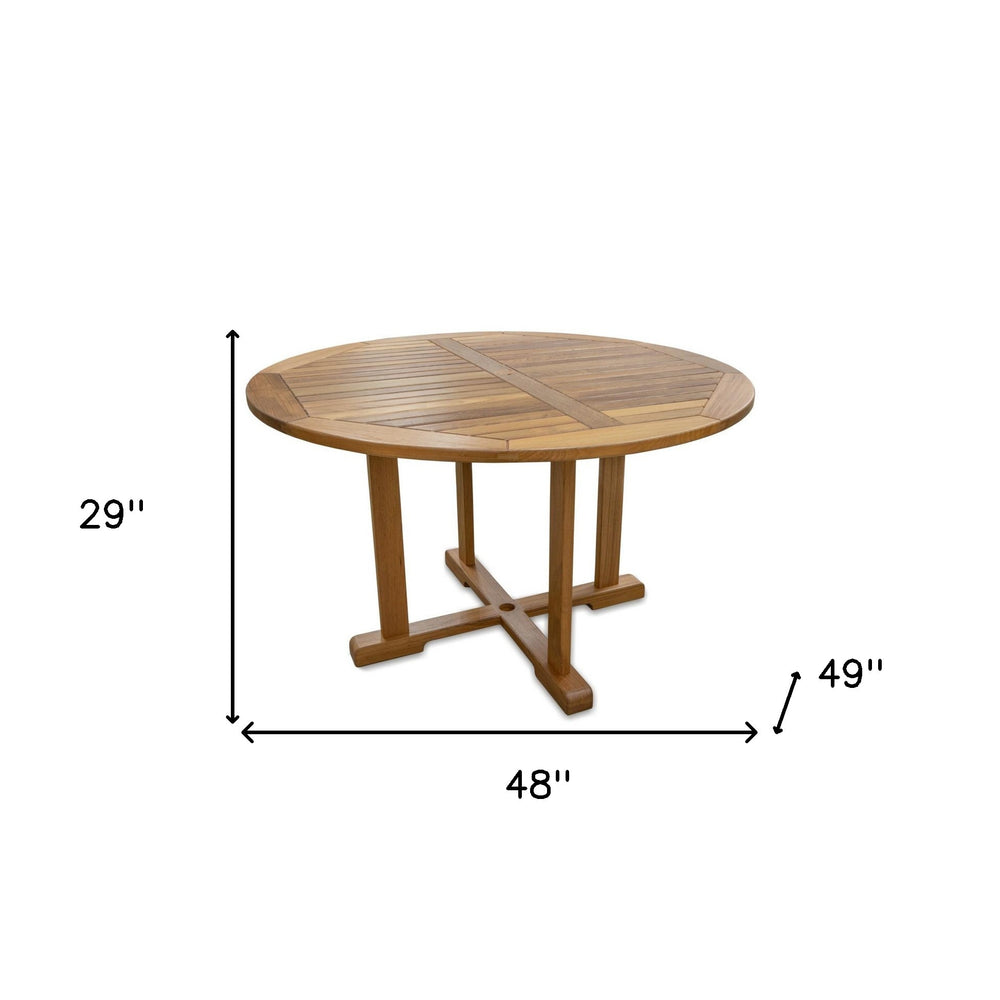 48" Brown Round Solid Teak Wood Dining Table - Homeroots - Flyclothing LLC