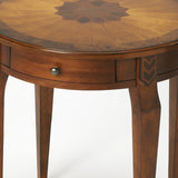 24" Medium Brown And Olive Ash Manufactured Wood Round End Table With Drawer - Homeroots - Flyclothing LLC